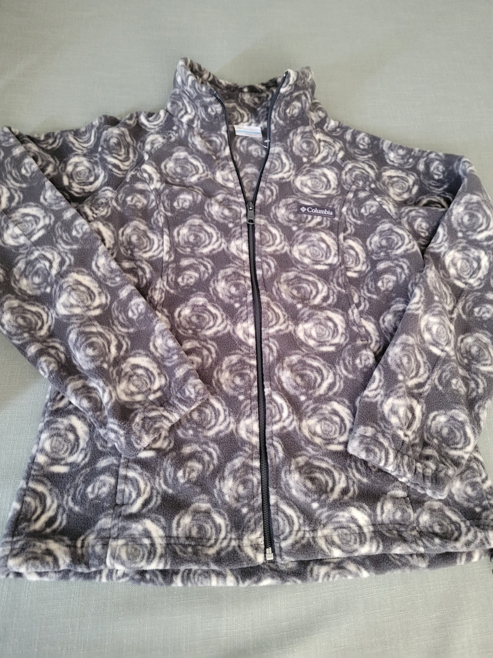 Columbia Kids Gray and Cream Floral Puffer-Style Fleece Jacket
